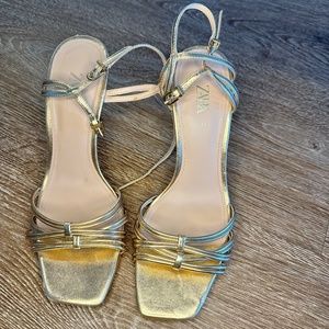 Zara Strappy Gold Sandals